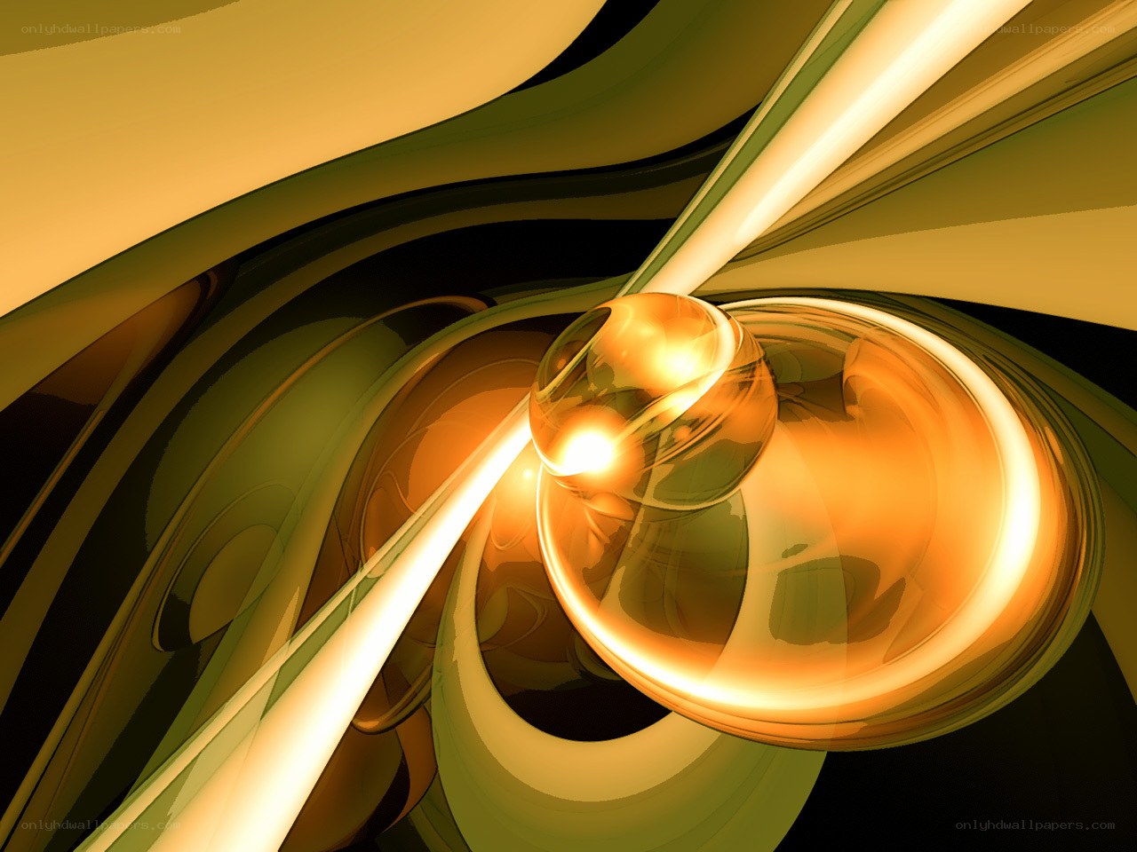 Golden abstract fluid shapes