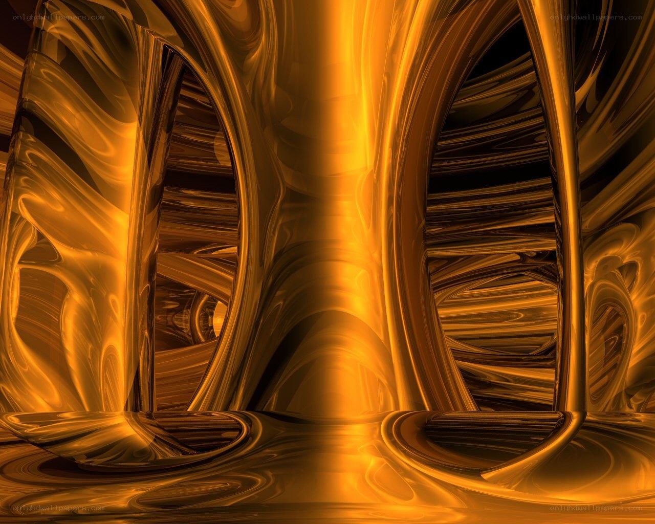 golden abstract liquid sculpture