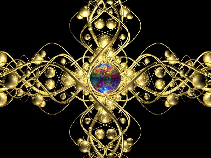 Golden abstract molecular structure