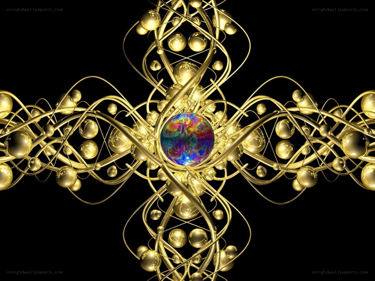 Golden abstract molecular structure