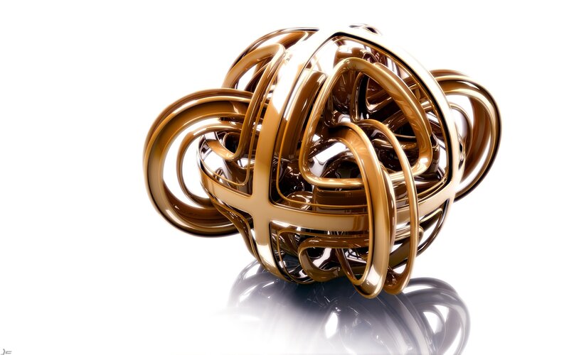Golden Abstract Sculpture — Gold, Minimalist