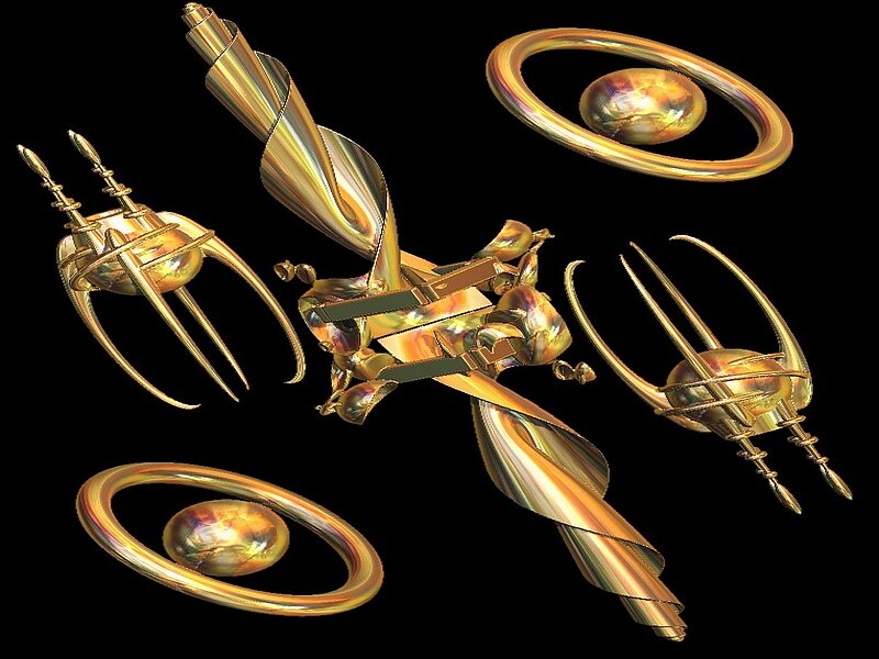 Golden Abstract Sculpture — Gold