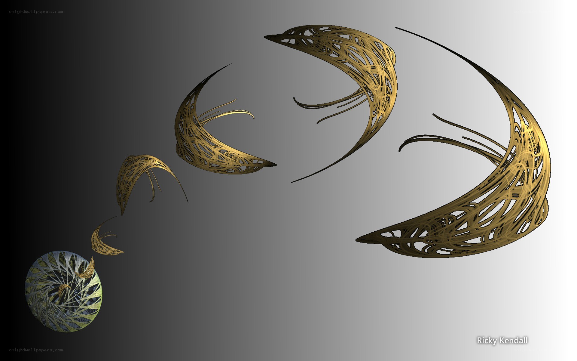 Golden abstract sculptures