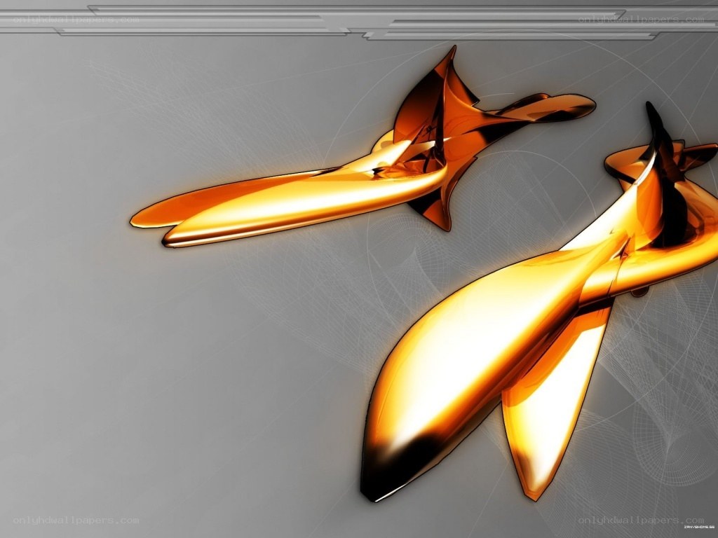 Golden abstract shapes on gray