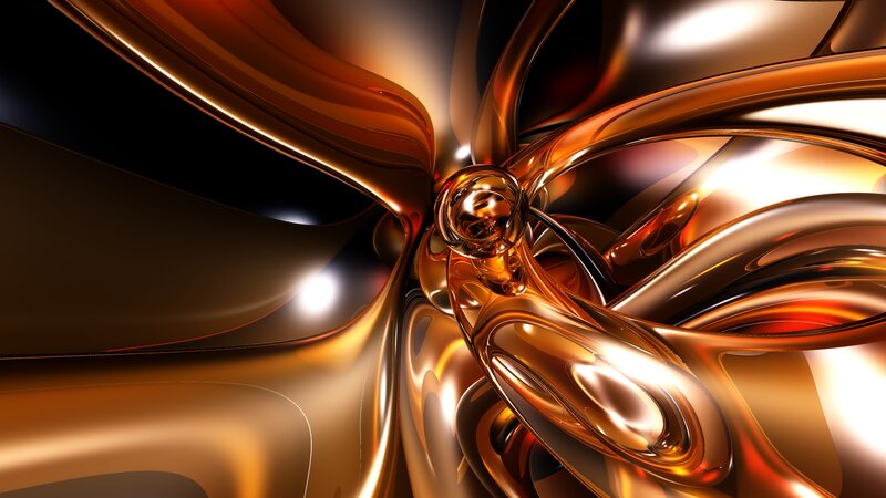 Golden Abstract Swirls — Gold, Dramatic, Digital Art