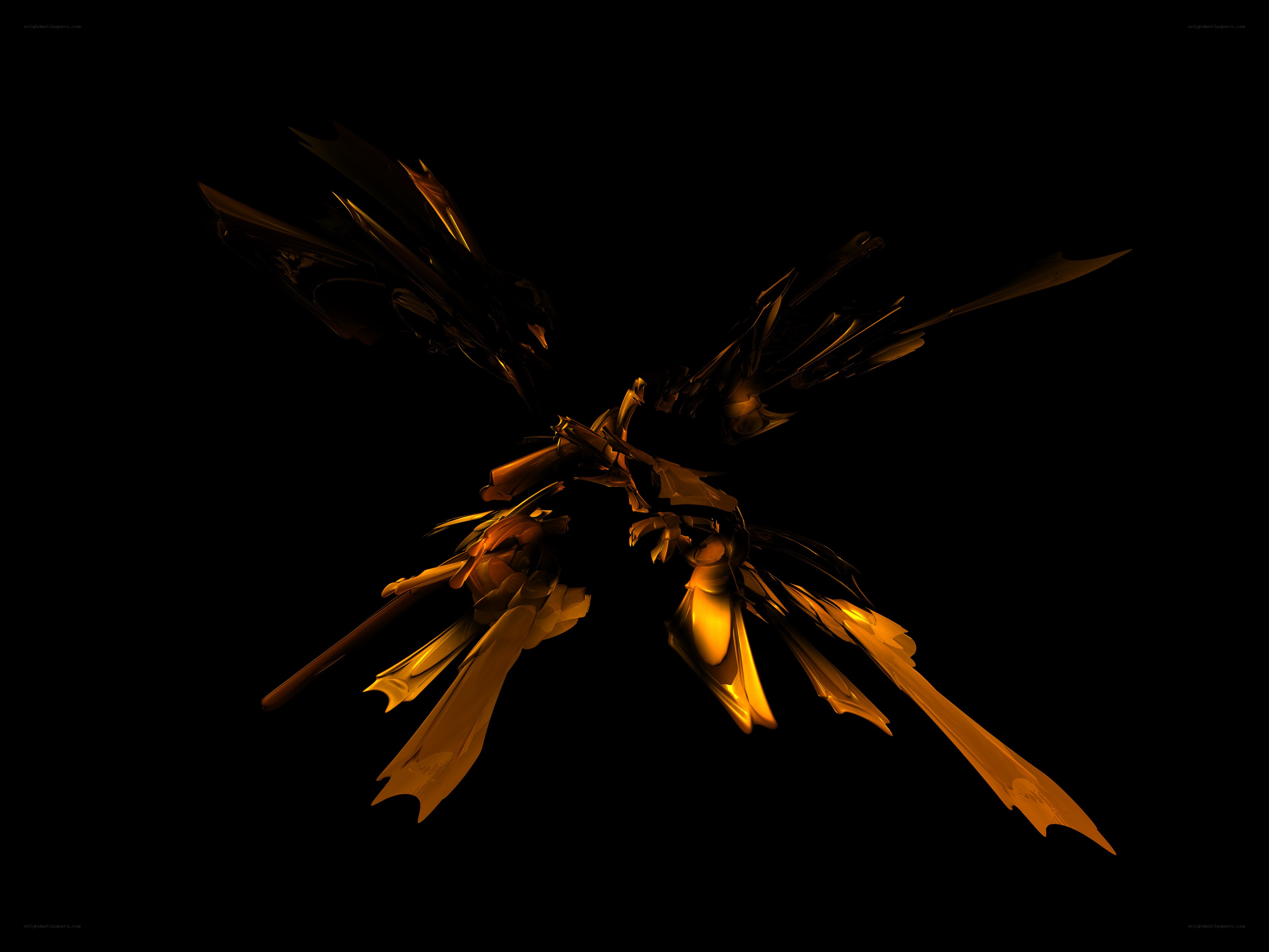 golden abstract winged figure