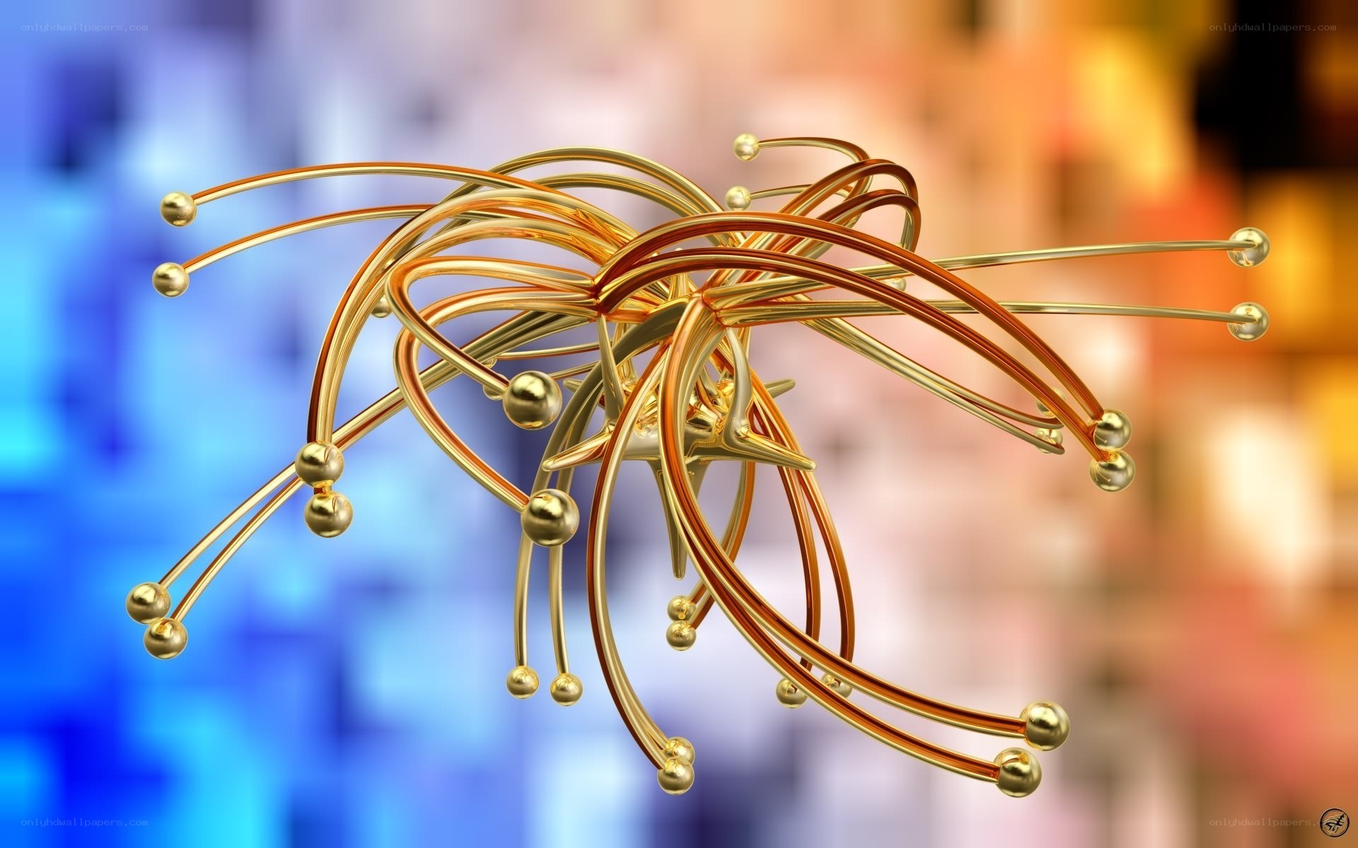 Golden abstract wire sculpture