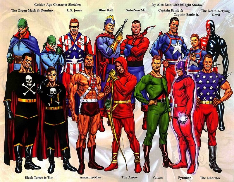 Golden Age superhero character sketches