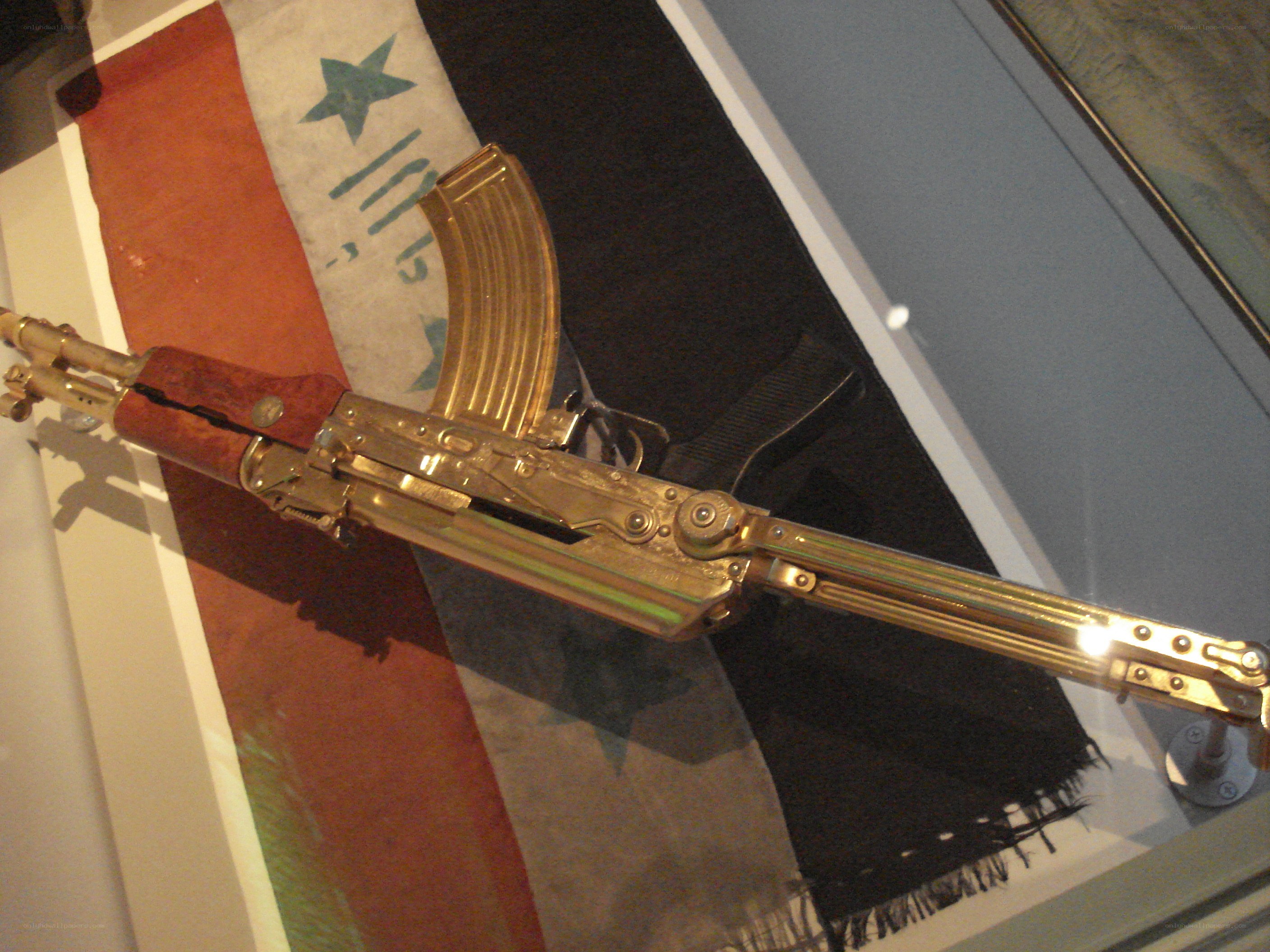 Golden AK-47 rifle display