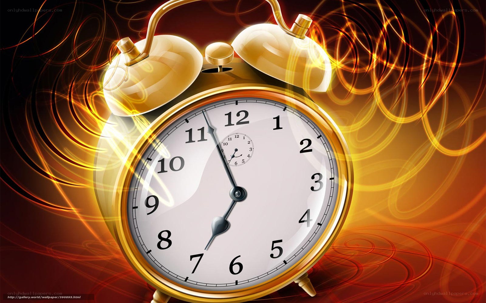 Golden alarm clock with light effects