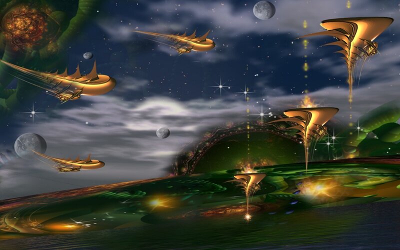 Golden Alien Ships
