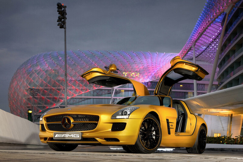 Golden AMG sports car