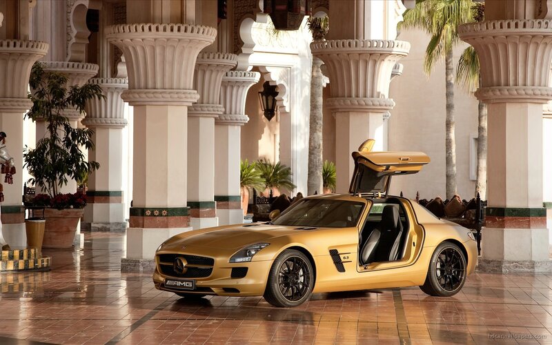 Golden AMG Sports Car — Gold, Luxurious