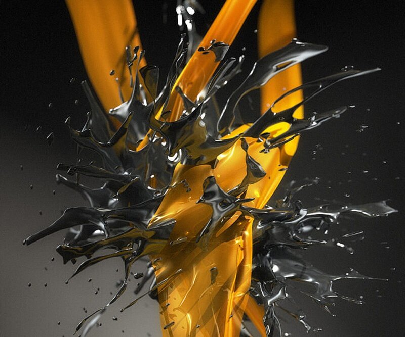 Golden and Black Liquid Splash