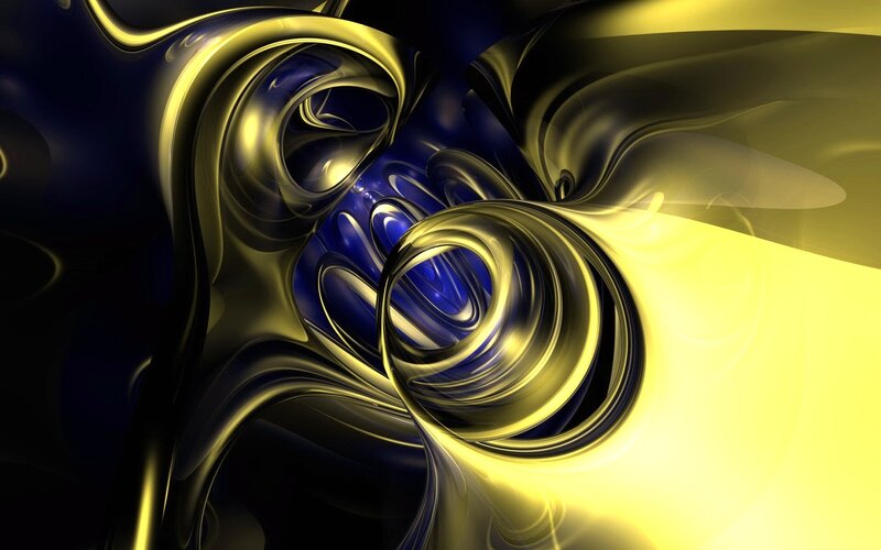 golden and blue abstract swirls