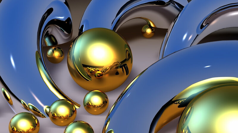 Golden and Blue Spheres