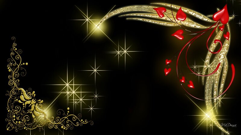 Golden and Red Heart Design