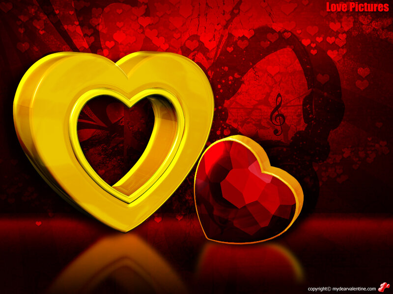 Golden and Red Hearts