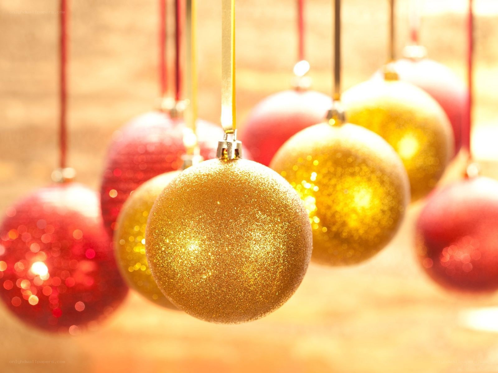 Golden and red ornaments