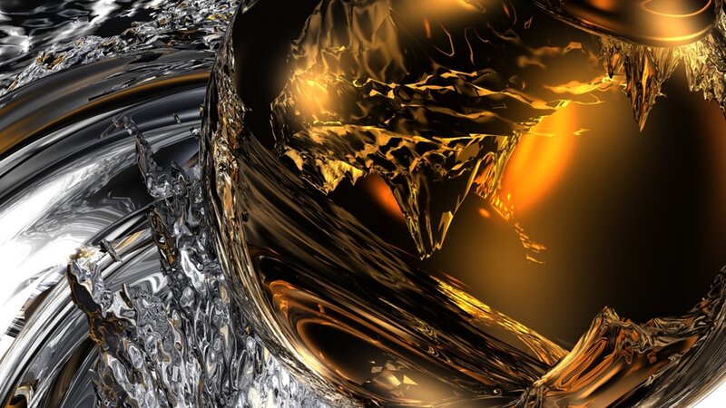 Golden and Silver Liquid Swirl