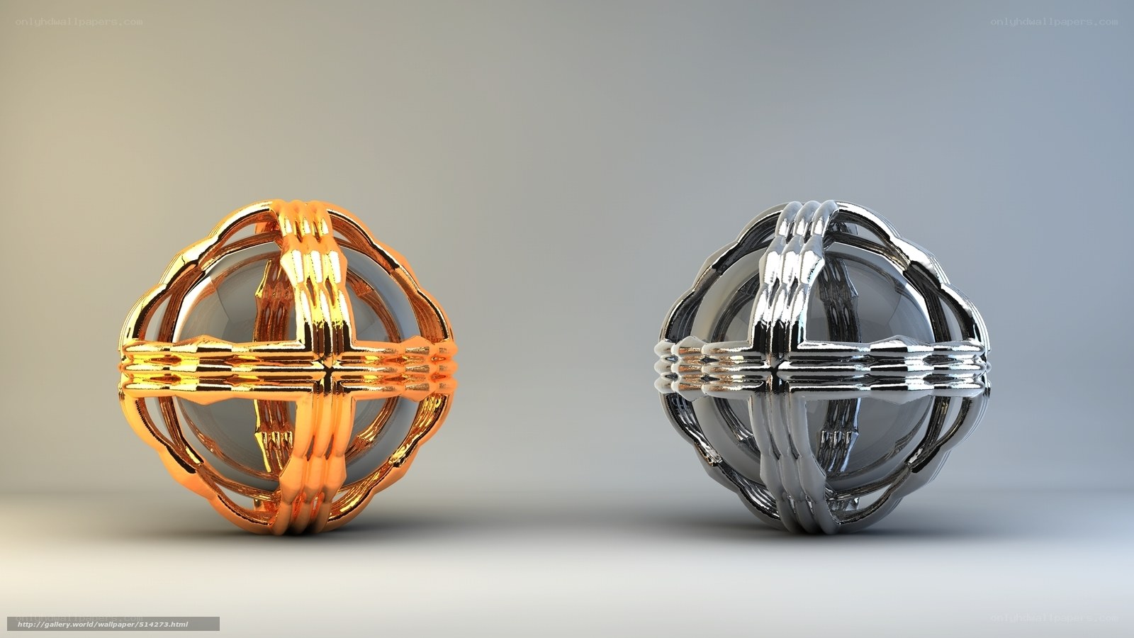 Golden and silver spheres