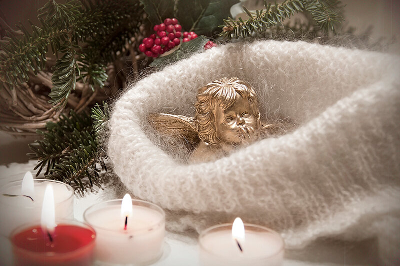 Golden Angel Figurine — White