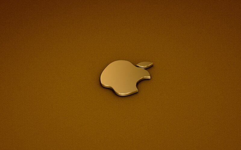 golden apple logo on brown