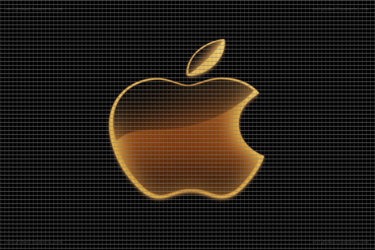 golden apple logo on grid