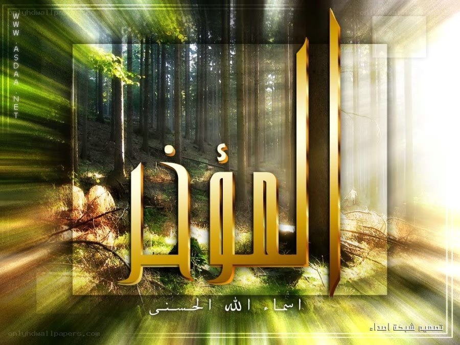 Golden Arabic calligraphy in forest
