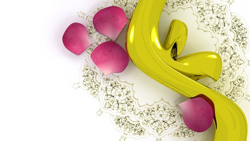golden arabic letter with rose petals