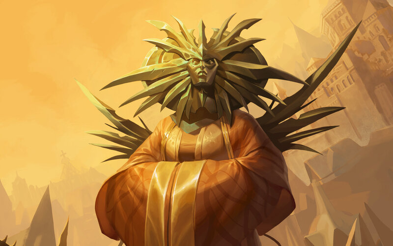 Golden Armored Figure — Gold, Dramatic, Sunset