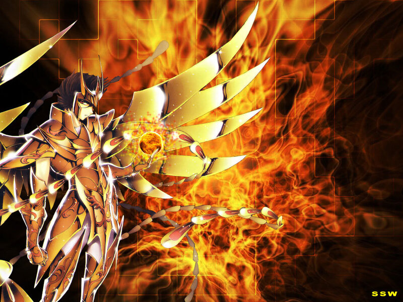 Golden Armored Warrior — Gold, Dramatic, Anime, Fire