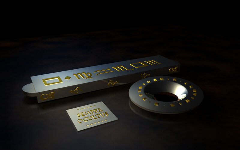 Golden artifacts with symbols