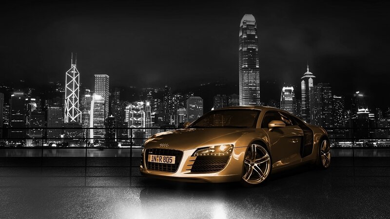 Golden Audi R8 in Hong Kong