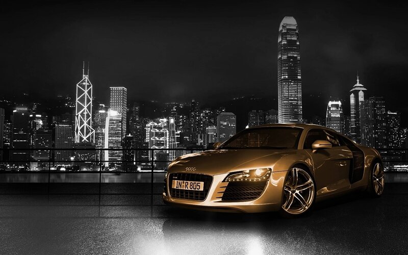 Golden Audi R8 Sports Car — Gold