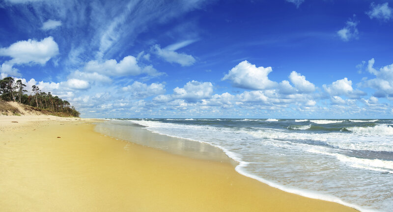 Golden Beach with Waves — Blue