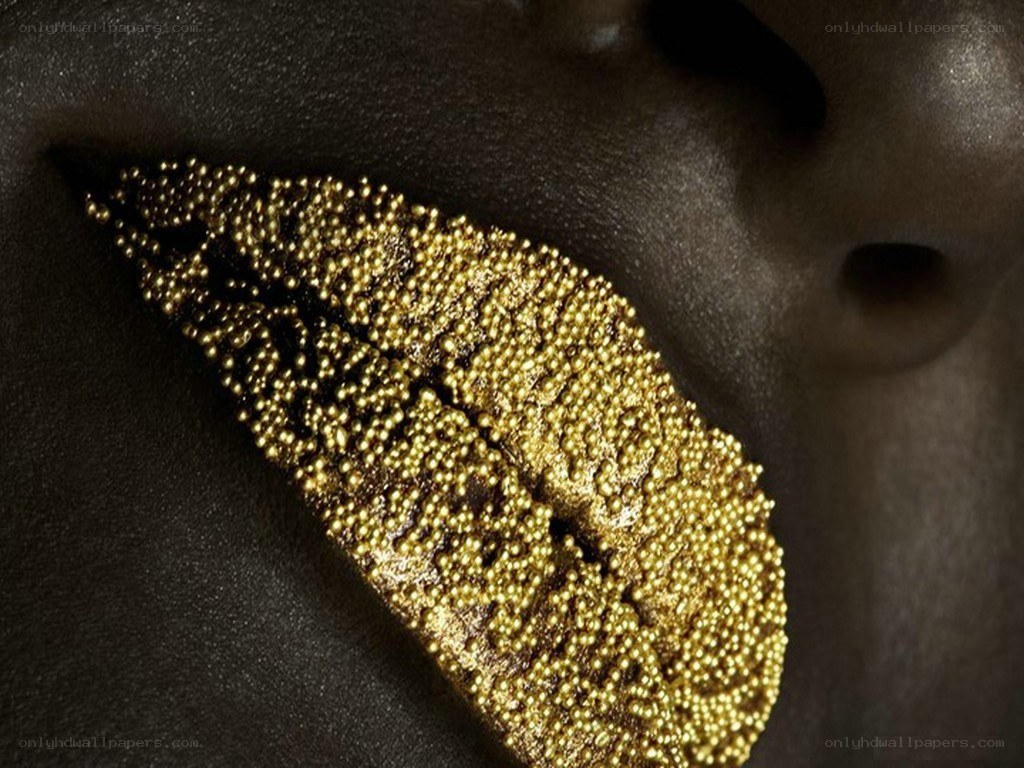 golden beaded lips