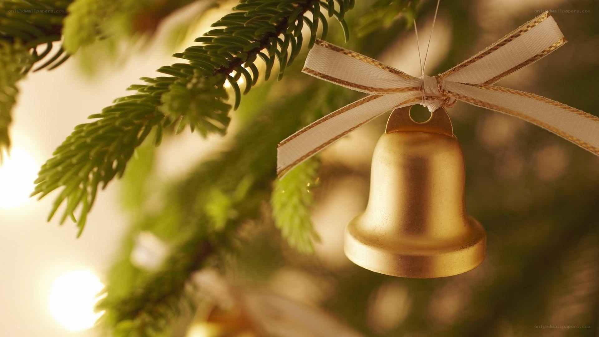 Golden bell on Christmas tree