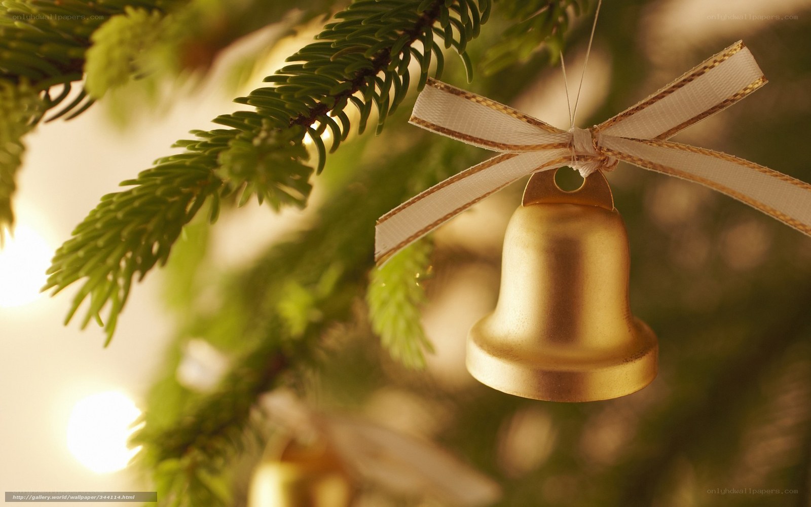 Golden bell on Christmas tree