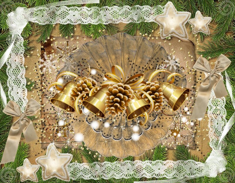 Golden Bells and Pinecones