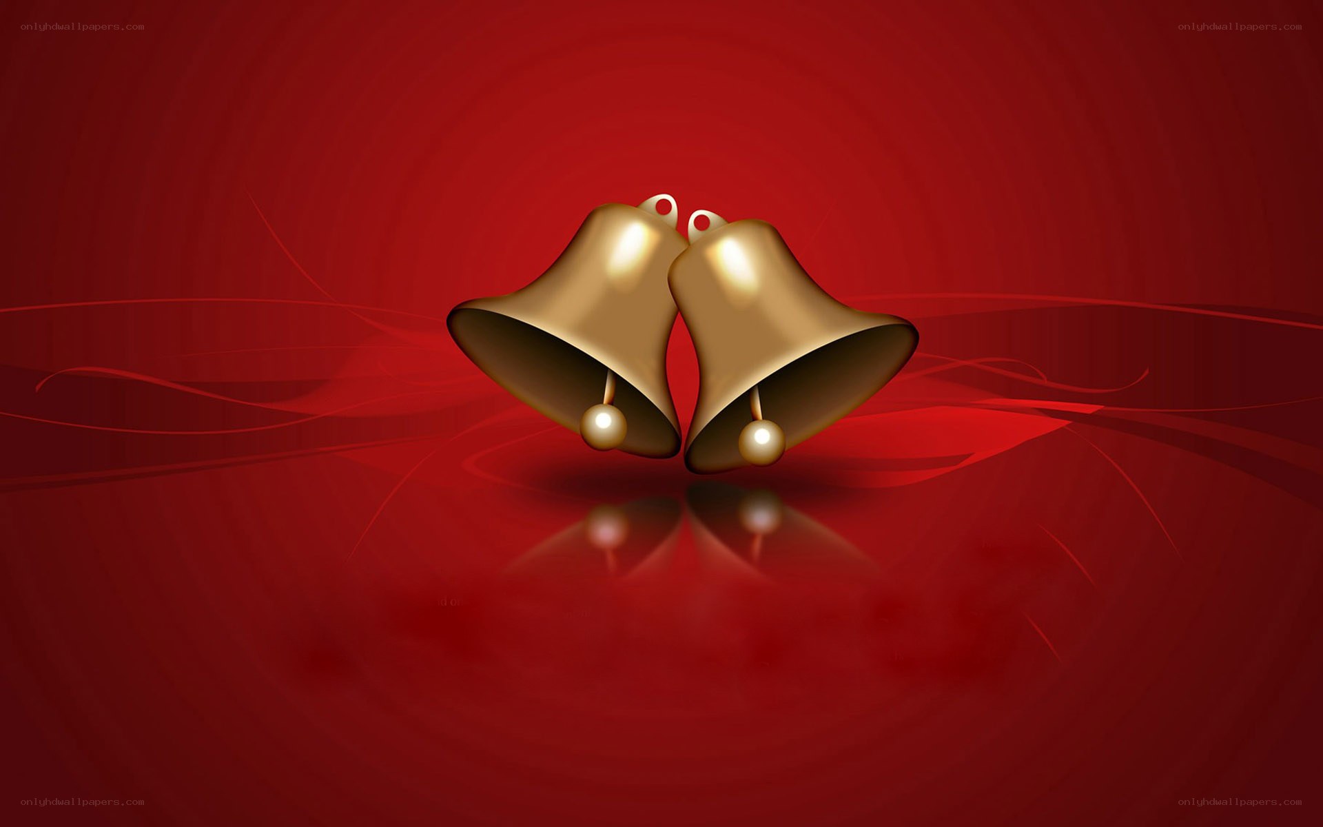 golden bells on red background