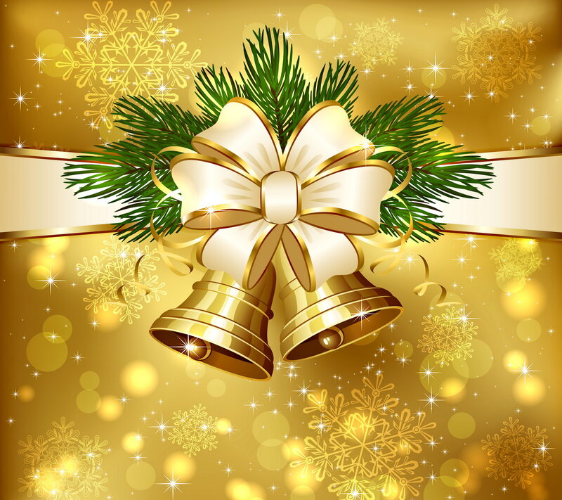 Golden Bells with Bow — Gold