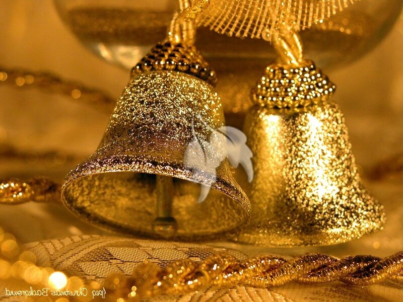 Golden Bells with Glitter