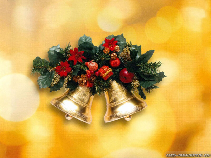 Golden Bells with Holiday Decor