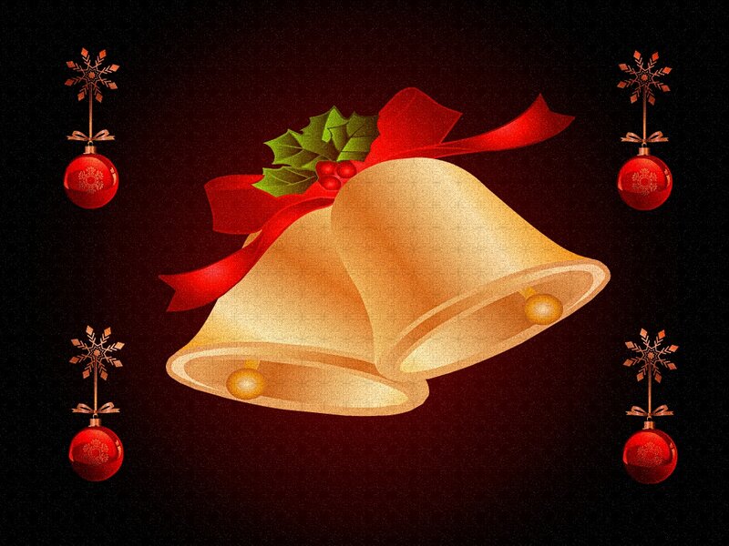 Golden Bells with Holly — Gold, Festive
