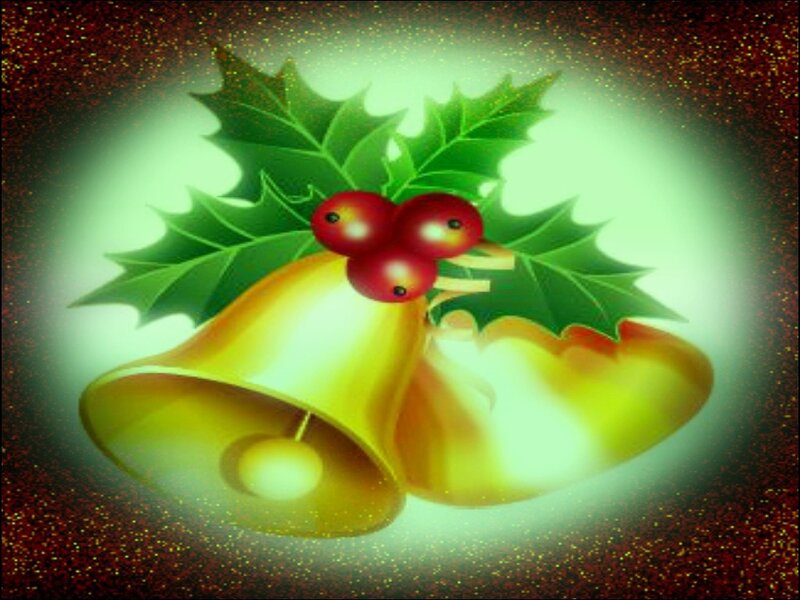Golden Bells with Holly — Green
