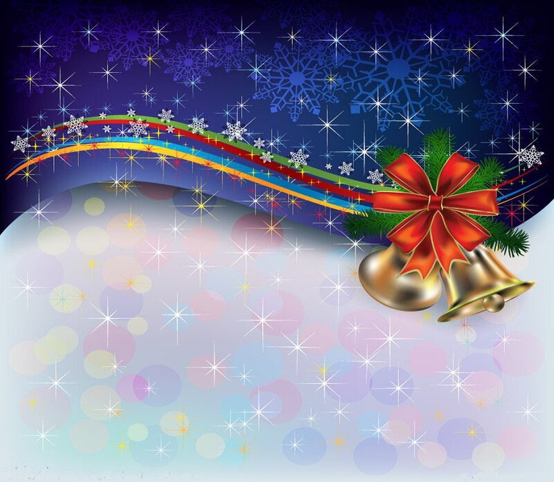 Golden Bells with Red Bow — Blue