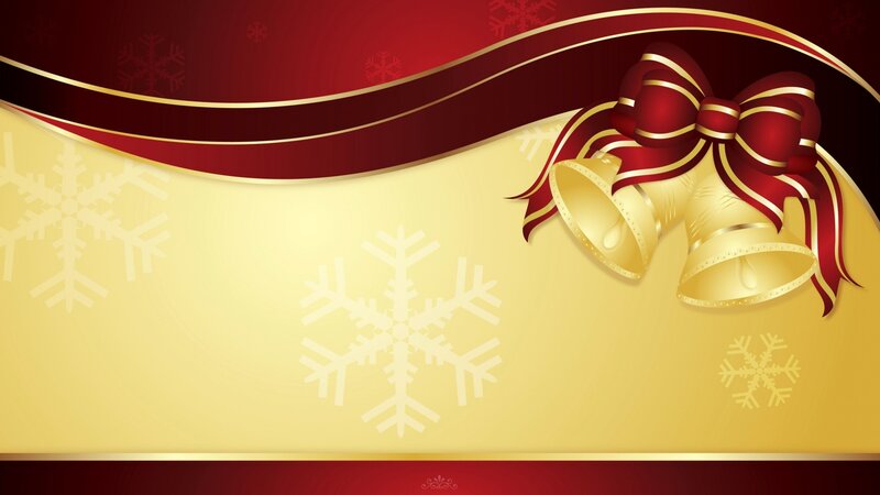 Golden Bells with Red Bow — Festive