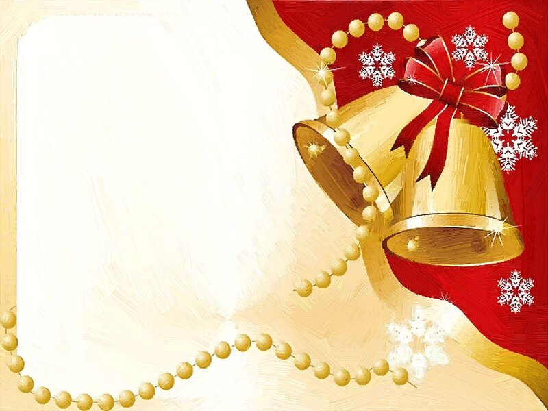 Golden Bells with Red Bow — Gold, Festive, Winter