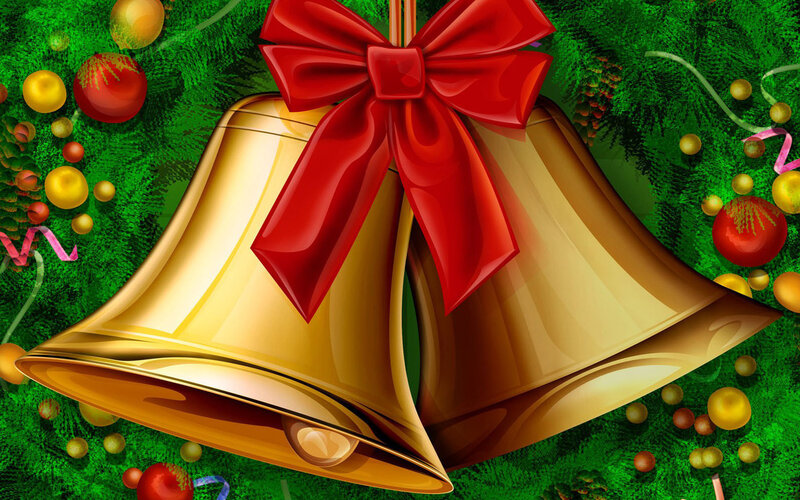 Golden Bells with Red Bow